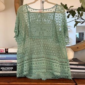 Sundance Mint Sheer Embroidered Shirt